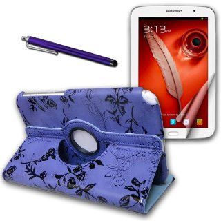 For SAMSUNG GALAXY NOTE 8.0 GT N5110 (GT N51xx) FANCY PU Leather CASE COVER W/ Build in 360 Rotating Stand (Blue  PURPLE) plus 2 Screen Protectors and STYLUS!!! FASHION LINE!!!: Computers & Accessories
