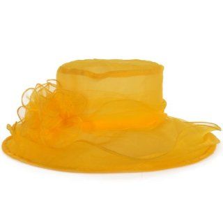 Lady's Derby Racing Hat Church Dressy Party Hat Wide Brim Formal Hat Yellow: Sports & Outdoors