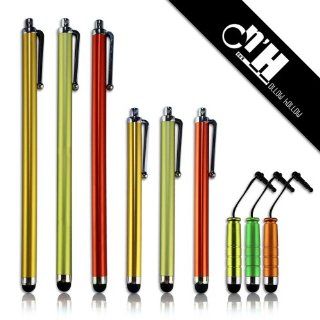 Ollow Hollow(TM) bundle of 9pcs colors long size universal Capactive stylus/styli for touch screen smartphones and tablets, 3 colors mixed size in pack  golden,orange,green: Computers & Accessories