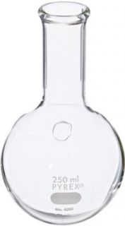 Corning Pyrex Borosilicate Glass Long Neck Round Bottom Boiling Flask, 250ml Capacity: Science Lab Boiling Flasks: Industrial & Scientific