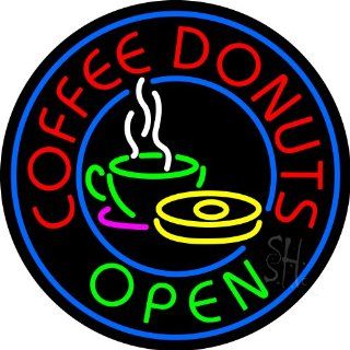 Coffee Donuts Outdoor Neon Sign 26" Tall x 26" Wide x 3.5" Deep : Business And Store Signs : Office Products