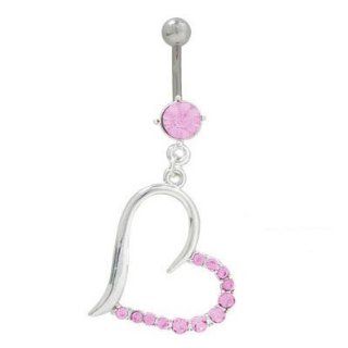 Dangling Heart 14 gauge Belly Button Ring Surgical Steel   YO37810: Jewelry Products: Jewelry