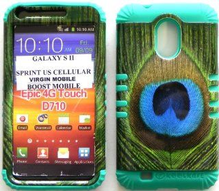 Double Impact Hybrid Cover Case Peacock Design Snap on Over Teal Soft Silicone Samsung S2 Galaxy Epic 4g Touch D710 R760 for Sprint/boost Mobile/virgin Mobile/us Cellular: Cell Phones & Accessories