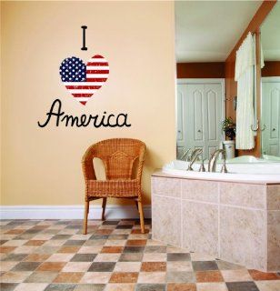 I love heart America United States Patriotism US Pride Peel & Stick Sticker Picture Art Graphic Design Vinyl Wall   Best Selling Cling Transfer Decal Color 778 Size  30 Inches X 50 Inches   22 Colors Available   Wall Decor Stickers