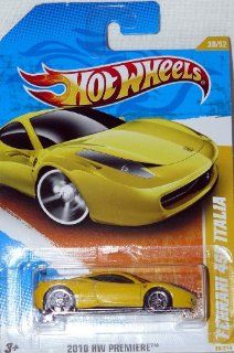 Mattel Hot Wheels 2010 Hot Wheels Premiere Blazing Yellow FERRARI 458 Italia Supercar Die Cast Toy Vehicle: Toys & Games