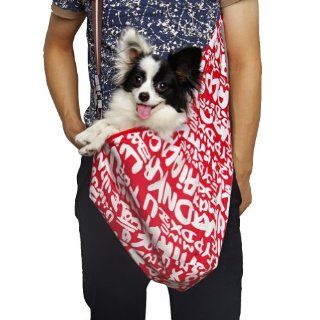 New Pet Sling style carrier Dog Cat sling Bag  Red and White Printing Small Size : Pet Supplies