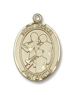 St. Cecilia Sports Marching Band 14kt Gold Medal Patron Saint of Musicians & Singers. Catholic Saint Cecilia Patron Saint of Musicians, Music, Music Players, Composers, Vocalists.: Jewelry