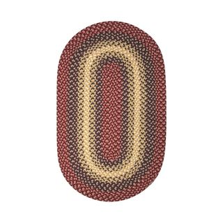 Pinehurst Cranberry/ Navy Reversible Wool Braided Rug (5 X 8)