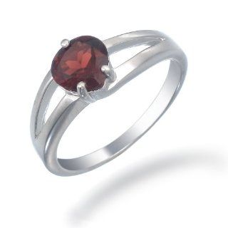 Sterling Silver Garnet Heart Ring (1 CT) In Size 6: FineDiamonds9: Jewelry