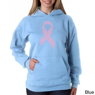 Los Angeles Pop Art Los Angeles Pop Art Womens Breast Cancer Ribbon Sweatshirt Blue Size XL (16)