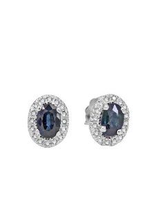Effy Jewlery White Gold Blue Sapphire & Diamond Earrings, 1.12 TCW Effy Jewelry