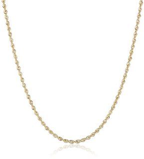 Duragold 14k Yellow Gold Solid Diamond Cut Rope Chain Necklace (2.0mm), 24": Jewelry