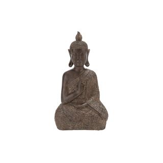 9 inch Wide Brown Polystone Buddha Statue