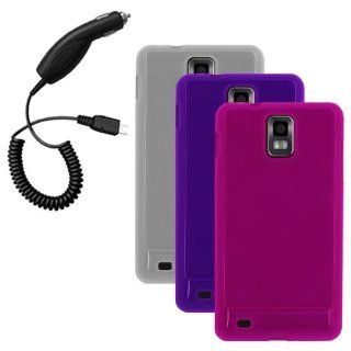 Cbus Wireless Three Flex Gel Cases / Skins / Covers (Clear, Purple, Hot Pink) & Car Charger for Samsung Infuse 4G / i997: Cell Phones & Accessories