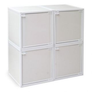 Way Basics 4 Cube Modular Storage Box WB BOX4 Color: White