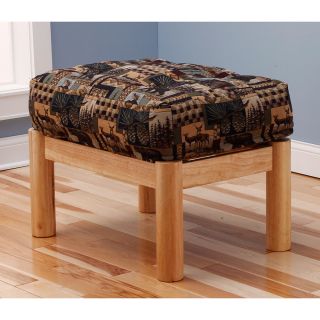 Aspen Ottoman Lodge Natural Frame With Peters Cabin Cushion