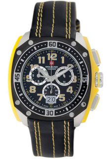 Swiss Military Calibre 06 4F1 04 002  Watches,Mens Flames Chronograph Black Dial Black Calfskin, Casual Swiss Military Calibre Quartz Watches