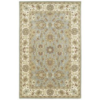 Hand tufted Anabelle Spa Blue Traditional Wool Area Rug (2 X 3)