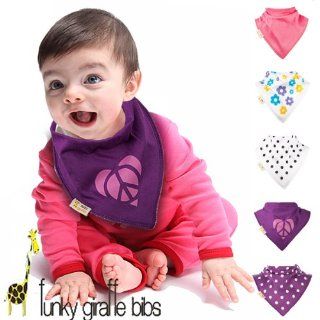 Set of 5 Purple and Pinks Funky Giraffe Bandana Bibs : Baby Bibs : Baby