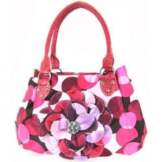 Cute Polkadot 3d Raised Flower Purse Hot Pink Polka Dot: Tote Handbags: Clothing
