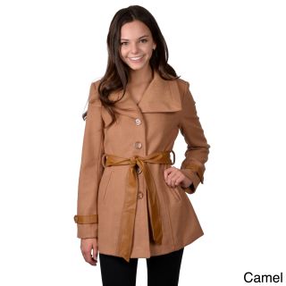 Journee Collection Journee Collection Juniors Belted Button up Coat Camel Size S (1 : 3)