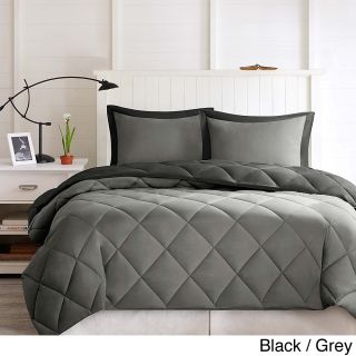 Jla Home Comfort Classics Windsor Stain Resistant Down Alt Reversible 3 piece Comforter Set Black Size Twin