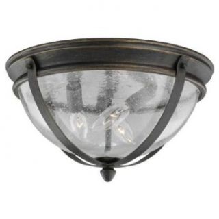 Sea Gull Lighting 78195 802 Three Light Outdoor Ceiling Fixture from the Kingston Collection, Obsidian Mist   Close To Ceiling Light Fixtures  