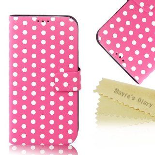 Mavis's Diary Fashion (Pink) Polka Dots Leather Flip Case Cover for Samsung Galaxy S4 S IV SIV S 4 Iv Gt i9500 with Soft Clean Cloth Cell Phones & Accessories
