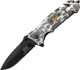 MTech Knives A804GY MTech Rescue Linerlock with Textured Gray and Sliver Handles : Folding Camping Knives : Sports & Outdoors