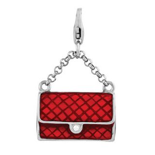 enamel red purse charm in sterling silver orig $ 52 00 now $ 39 99