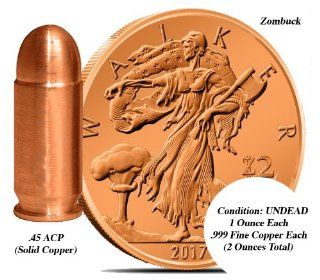 Zombie Zombucks Walking Liberty Coin & Copper .45 ACP Combo: Everything Else