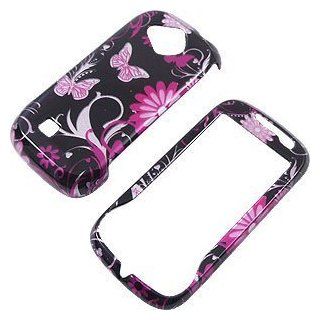 Boost Samsung Reality U820 U370 Accessory   Pink Butterfly Black Flower Design Protective Hard Case Cover Cell Phones & Accessories