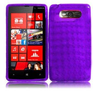 VMG Nokia Lumia 820 Slim Fit TPU Gel Skin Case Cover   PURPLE Design Pattern Cell Phones & Accessories