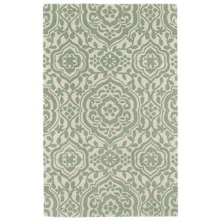 Hand tufted Runway Damask Mint/ Ivory Wool Rug (3 X 5)