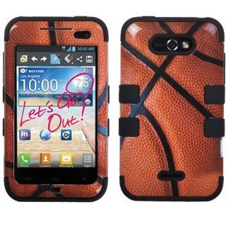 Basketball Brown Black HyBrid HyBird Rubber Soft Skin Hard Case Cover For LG Motion 4G MS770 with Free Pouch: Cell Phones & Accessories