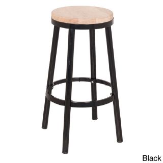 Modern 30 inch Round Backless Metal Barstool With Footrest