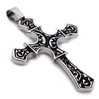 K Mega Jewelry Stainless Steel Cool Cross Mens Pendant Necklace P828 [Jewelry]: Jewelry