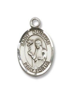 Small Childrens Jewelry, Girls or Boys Sterling Silver St. Dunstan Pendant with 16" Sterling Silver Lite Curb Chain. Catholic Saint Dunstan Patron Saint of Goldsmiths, Blacksmiths, Musicians: Pendant Necklaces: Jewelry
