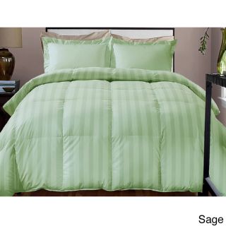 Hotel Grand Hotel Grand Damask Stripe 800 Thread Count Cotton Rich Down Alternative Comforter Green Size Twin