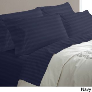 Hotel Grand Hotel Grand 600 Thread Count Egyptian Cotton Stripe 6 piece Sheet Set Blue Size Queen