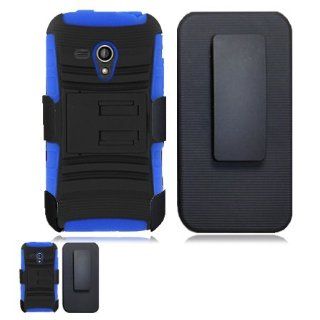 Samsung Galaxy Rush M830 Black And Blue Hardcore Kickstand Case 2nd Gen. + Holster Combo: Cell Phones & Accessories