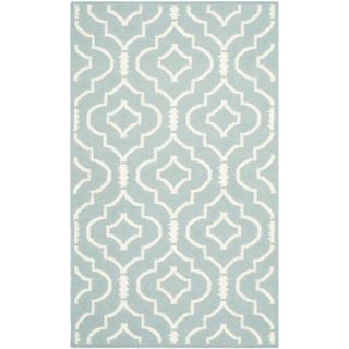 Safavieh Handwoven Moroccan Dhurries Light Blue/ Ivory Wool Rug With 0.25 inch Pile (3 X 5)