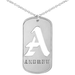 Cut Out Initial Dog Tag Pendant in Sterling Silver (8 Letters)   Zales