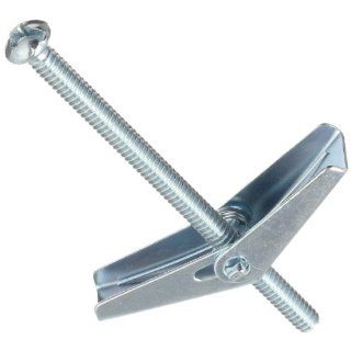 Steel Toggle Bolt, Zinc Plated Finish, Round Head, Slotted Drive, 4" Length, 1/4" Threads, Made in US (Pack of 50): Industrial & Scientific