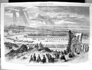 Antique Print of 1860 Review Rifle Volunteers Queen'S Park Edinburgh Scotland Keeley Halswell  