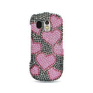 Black Hot Pink Heart Bling Gem Jeweled Crystal Cover Case for Samsung Caliber SCH R850 SCH R860: Cell Phones & Accessories