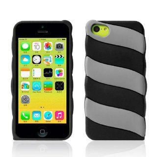HELPYOU Black iPhone 5C Cute Slim 3D Stripe Colorful Cotton Candy Soft Silicone Case Protection Cover for Apple iPhone 5C: Cell Phones & Accessories