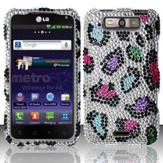 LG Connect 4G MS840 / Viper 4G LS840 Case Ravishing Leopard Design Hard Flashy Crystal Stones Diamond Cover Protector (Metro PCS / Sprint) with Free Car Charger + Gift Box By Tech Accessories: Cell Phones & Accessories