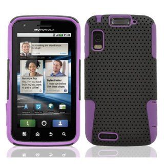 MINITURTLE, Premium 2 in 1 Double Layer Perforated Hard Hybrid Phone Case Cover for Motorola Atrx 4G MB860 (Black / Purple): Cell Phones & Accessories