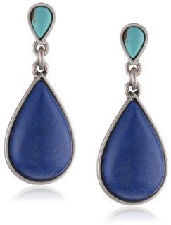 Lucky Brand Blue Stone Drop Earrings Jewelry